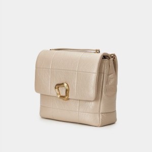 Beige Songmont Large Chocolate Crossbody Bag | SINGAPORE KVIC75