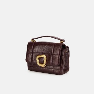 Burgundy Songmont Mini Chocolate Shoulder Bag | SINGAPORE RQZH31