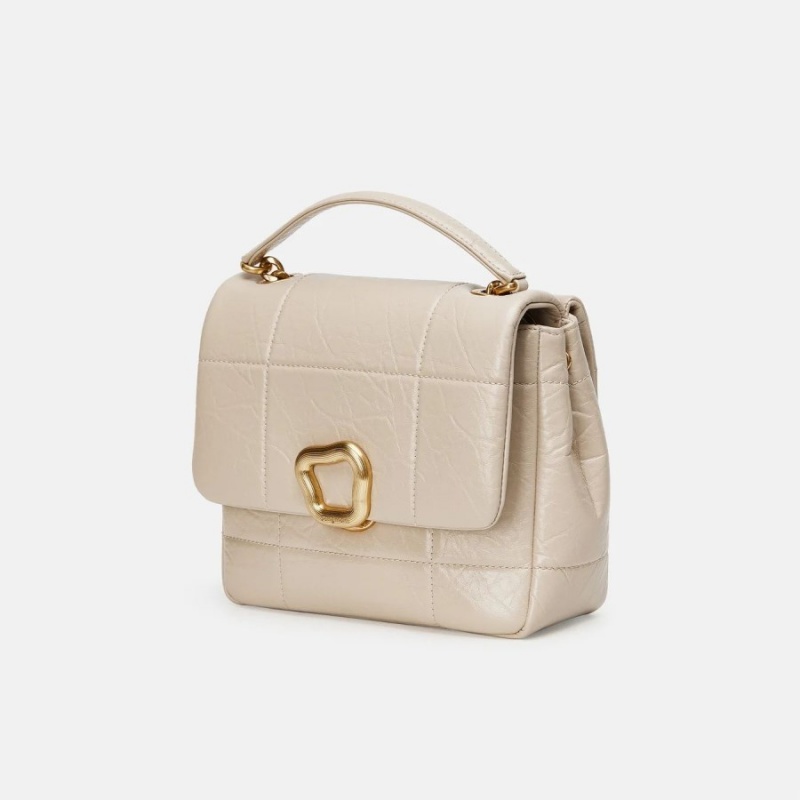 Beige Songmont Medium Chocolate Shoulder Bag | SINGAPORE SQDF31