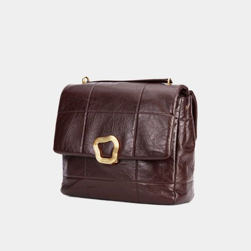 Burgundy Songmont Large Chocolate Crossbody Bag | SINGAPORE WEOU09