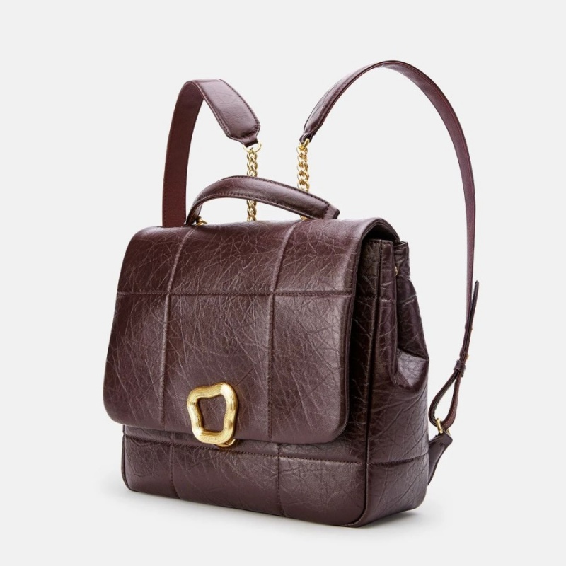 Burgundy Songmont Medium Chocolate Backpack | SINGAPORE TLAU01