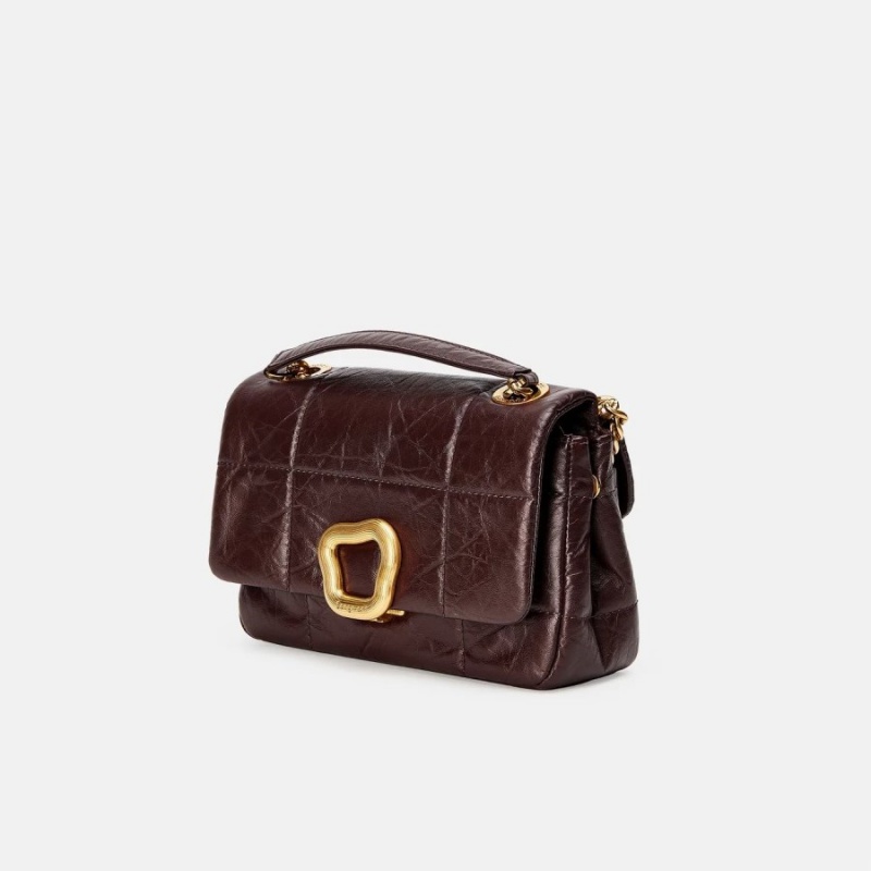 Burgundy Songmont Small Chocolate Shoulder Bag | SINGAPORE IBYO56