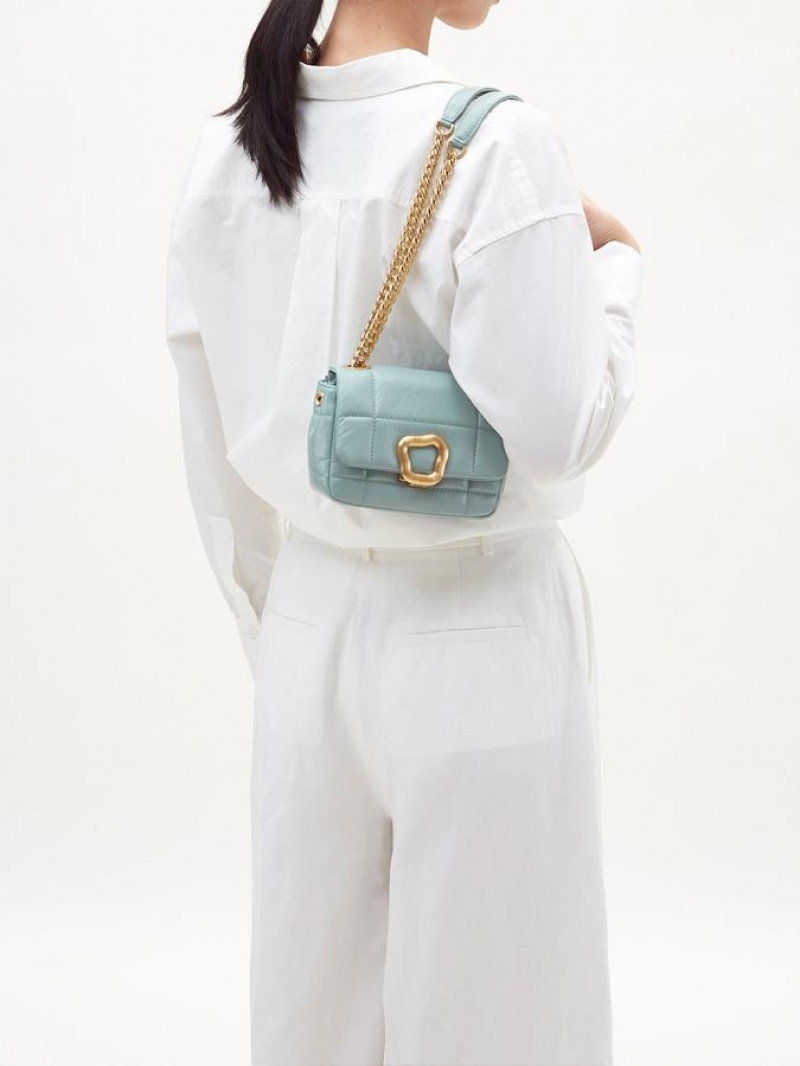 Turquoise Songmont Mini Chocolate Shoulder Bag | SINGAPORE RXHM14